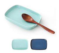 ABRUTY Spoon Rest for Stove Top, Ceramic Spoon Holder for Counter, Modern Farmhouse Decor Accessories for Spatula, Spoons or Tongs, Rectangular, Turquoise