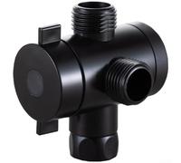 ABS 4 Way Manual Shower Diverter Valve One Inlet Two Outlet for Bathroom Retrofit Projects Modern Black Electroplated Finish Easy Thread Installation 63x5x7cm Split