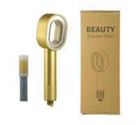 ABS Aromatherapy Shower Head with Internal Filtration to Lower Limescale and Maintain Robust Water Pressure Over Time (Gold)