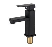 ABS Bathroom Faucet Hot&Cold Mixer Tap Deck Mounted Basin Faucets Black Square Washbasin Sink Bathtub(with 60CM Pipes)