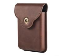 ABS Belt Clip Pouch 13x9cm Horizontal Vertical Carry(Brown) | Hard shell ABS, scratch resistant, 13x9x2cm size, horizontal vertical wear, secure belt clip