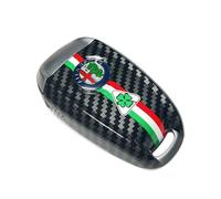 ABS Carbon Fiber Style 3D Color Black Logo Car Smart Remote Key Fob Cover Case Replace for Alfa Romeo Giulia Stelvio Tonale (Color Logo, Black A)
