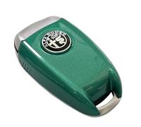 ABS Carbon Fiber Style 3D Color Black Logo Car Smart Remote Key Fob Cover Case Replace for Alfa Romeo Giulia Stelvio Tonale (Black Logo, Green A)…