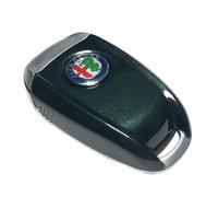 ABS Carbon Fiber Style 3D Color Black Logo Car Smart Remote Key Fob Cover Case Replace for Alfa Romeo Giulia Stelvio Tonale (Color Logo, Green)