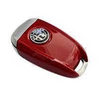 ABS Carbon Fiber Style 3D Color Black Logo Car Smart Remote Key Fob Cover Case Replace for Alfa Romeo Giulia Stelvio Tonale (Black Logo, Red)