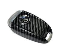 ABS Carbon Fiber Style 3D Color Logo Car Smart Remote Key Fob Cover Case Replace for Alfa Romeo Giulia Stelvio Tonale (Logo, Black)