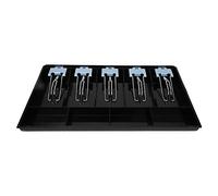 ABS Cash Drawer Tray with Metal Clip, Five - Compartment Currency Storage Box for Retail Counters, Supermarkets, Banks and Offices (Black)