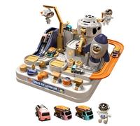 ABS City Rescue Race Track Set - Car Adventure Toys Includes 4 Mini Vehicles, Dynamic Road System With Bridges Ramps | Preschool Educational Games For 3+ Year Old Boys Girls Children Fun Play