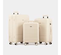 VonHaus Suitcase Set - Cream Luggage Set for Travel - 3 Piece Lightweight ABS Hard Shell Suitcases - Telescopic Handle & Double Spinner Wheels - TSA Lock & Anti-Theft Zip - Large, Medium & Cabin Bag