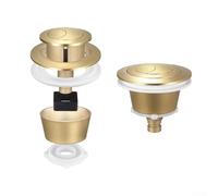 ABS Dual Flush Toilet Tank Button Replacement for Fluidmaster PRO550UK & Skylo SKY005 - 20mm/40mm/50mm/60mm Aperture, Modern Minimalist Design(Gold+for Ring)