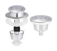 ABS Dual Flush Toilet Tank Button Replacement for Fluidmaster PRO550UK & Skylo SKY005 - 20mm/40mm/50mm/60mm Aperture, Modern Minimalist Design(Chrome+for Ring)
