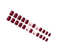 ABS Durability False Nails Red Glitter Hearts Short Square Light Weight Comfort for Long Lasting Hold ABS Reinforced Red Hearts Glitter Short Square Comfort