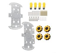 ABS for mecanum Wheel Car Kit Silver Black Omnidirectional ABS | Double chassis design, ample mounting holes, integrates sensors easily, metal build, for 4wd system