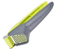 ABS Garlic Press, Gray & Lime Green Garlic Crusher with Built-in Scraper, 7.1 x 1.6 x 2.0 in, Easy to Squeeze for Unpeeled Cloves, Quick Mincing for Home Kitchen