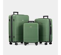 VonHaus Suitcase Set - Green Luggage Set for Travel - 3 Piece Lightweight ABS Hard Shell Suitcases - Telescopic Handle & Double Spinner Wheels - TSA Lock & Anti-Theft Zip - Large, Medium & Cabin Bag
