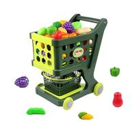 ABS Grocery Simulation Game Toy Kit Grocery Trolley Toy Set Shopping Basket Game Pretend Play Grocery Store Toy for New Year, Birthday, Christmas