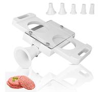 Abs Hamburger Press Patty Maker, Dual Hole Automatic Burger Machine with 5 Adapter Tubes 150g Capacity Meat Press for Sausage Filling Home Restaurant BBQ Cooking 13.8x7.9x3.9in
