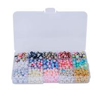 ABS Imitation Pearls Round Non Hole Colored Artificial Beads for Jewelry DIY Craft Clothes Decoration 1140PCS Box 4 6 8 10mm