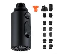 ABS Kitchen Faucet Spray Head with Pull Out Hose Support and 3 Water Pattern Settings Designed for 14 Common Faucet Mounting Systems (Black)