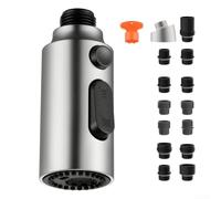 ABS Kitchen Tap Spray Head with 14 Connectors, 3-Function Pull Out Sprayer, for Sink Faucet, High Pressure Stream and Shower Modes,Pull Out Faucet Nozzle(Brushed)