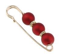 ABS Pearls Rhinestone Spacer Beads Safety Pin Brooch Clip Scarf Hat Red