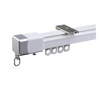 ABS Plastic Curtain Poles, Ceiling Curtain Track Set, Room Divider Curtain Rod, Wall Mounted Curtain Rail, Silent Single Track(White,230cm/7.5ft(2 * 115cm))