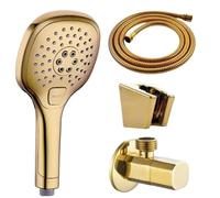Abs Plastic Gold Plated Handheld Shower Stainless Steel Sliding bar Hand Head with Gold Holder and Shower Hose BT77(C)