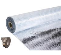 ABS PowerFoil Aluminium Foil Vapour Barrier Membrane - Reflective Insulation Roll for Roof, Wall & Floor - Moisture & Heat Resistant - CE Approved Thermal Insulation (1.5MTR X 50MTR + Tape)