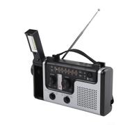 ABS Radio with Flashlight LED Reading Light ABS Radio with Flashlight | Hand crank dynamo, solar panel charging, AAA for battery backup, siren, red flashing light