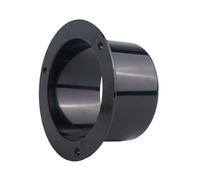 ABS Round Ventilation Flange for Duct Systems, 75-200 mm Diameter, Black Wall/Ceiling/Floor Mount with Fixing Holes