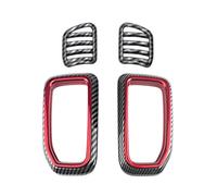 ABS Side Air Condition Outlet AC Vent Frame Trim Cover Interior For Ford For Ranger T9 For Everest 2023 2024 HETEVSCCK(Carbon with red 6pcs)