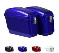 ABS Side Cases Motorcycle Waterproof Motorbike Hard Side Saddlebag Box Trunk Tour Side Saddlebag Box Weather Resistant Storage Case/Black, Blue, Red, White(Blue)