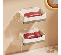 ABS Soap Dish With Drain Tray For Wall Mounting In Bathroom, Features Rounded Edges And Dual Layer Water Management Design(2pcs White)