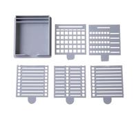 ABS Sticky Note Holder with Built-in Template for Task Management - Space-Saving 3.94 x 3.54 x 0.6 in Notepad Dispenser, Compatible with 3 x 3 in Notes, 6-Pack (Grey)