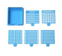 ABS Sticky Note Holder with Built-in Template for Task Management - Space-Saving 3.94 x 3.54 x 0.6 in Notepad Dispenser, Compatible with 3 x 3 in Notes, 6-Pack (Blue)