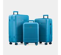 VonHaus Suitcase Set - Teal Luggage Set for Travel - 3 Piece Lightweight ABS Hard Shell Suitcases - Telescopic Handle & Double Spinner Wheels - TSA Lock & Anti-Theft Zip - Large, Medium & Cabin Bag