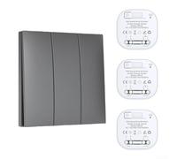 ABS Wireless For remote Control Switch with Energy Harvesting for Lighting Circuits Designed for Indoor Outdoor Environments (black 1-3)