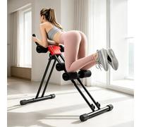 Abs Workout Equipment | 5-Speed Adjustable Ab Trainer Machine for Home Gym | Foldable Strength Training Exercise Equipment w/LCD Monitor | Full Body Workout | Knee Protection Black