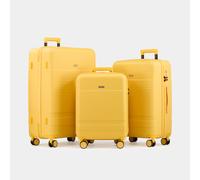 VonHaus Suitcase Set - Yellow Luggage Set for Travel - 3 Piece Lightweight ABS Hard Shell Suitcases - Telescopic Handle & Double Spinner Wheels - TSA Lock & Anti-Theft Zip - Large, Medium & Cabin Bag