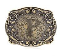 Absbolo Western Belt Buckles for Men ABCDJMR-Z Initial Belt Buckle Cowboy Custom Belt Buckle, P, Median