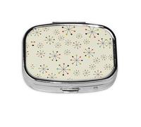 Absctract Geometric Pattern Space Print Pill Box 2 Compartment Medicine Pill Case,Portable for Pocket Or Purse Pill Box Decorative Metal Medicine Organizer
