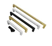 ABSDWIF 1pcs Black Cabinet Handles Stainless Steel Square Closet Drawer Cupboard Pulls Bathroom Door Knobs Furniture Kitchen Handle(Brushed Silver,Hole pitch76mm)