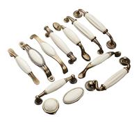 ABSDWIF Antique Bronze Ceramic White Cabinet Handles Zinc Alloy Drawer knobs Wardrobe Door Handle Simple European Furniture Hardware(1029-96)