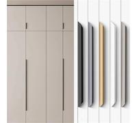 ABSDWIF Cabinet Door Invisible Handle Wardrobe Modern Simple Black Gold Drawer Edge Sealing Light Luxury No Punching(Brushed Gray,400MM)