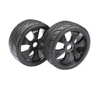 Absima 1/8 Buggy Street 6 Spoke 17mm Black Wheel Tyre Set Pack of 2 Wheels RC