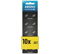 ABSINA 10x LR621 AG1 Battery 1.5V Alkaline - AG1 batteries Leak-Proof & Long-Lasting - LR60 / SR60 / 1175S0 / 164/602 / 364 / V30 / SR621 - AG1 button cell battery, LR621 battery watch batteries