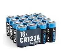 ABSINA 16x CR123A 3V Lithium Battery for Cameras and Much More - Leakproof and Long Life CR123A Battery - CR123A Batteries with 1300mAh - CR123A Batteries 3V, 123 Batteries