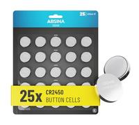 ABSINA 25x CR2450 3V lithium battery - CR2450 batteries for speed camera detectors and more - CR2450 battery leak-proof & long-lasting - CR 2450 battery, CR 2450 3V lithium battery, battery CR2450