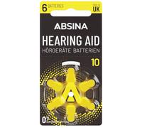 Absina 401021 ZA 10 Hearing Aid Battery 6 pieces 1.4V Zinc-Air Lon...