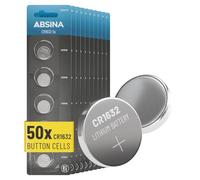 ABSINA 50x CR1632 3V lithium battery - leakproof & long-lasting CR 1632 batteries 3V - CR1632 battery for car keys, watches & more